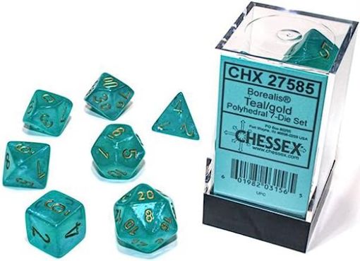 Imagen de Dados Poliedricos Borealis Light Green/gold Luminary 7-die Set 27575
