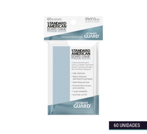 Imagen de Protectores De Tarjeta - Sleeves Standard American Board Game 59mmx91.5mm 60ct. Ultimate Guard