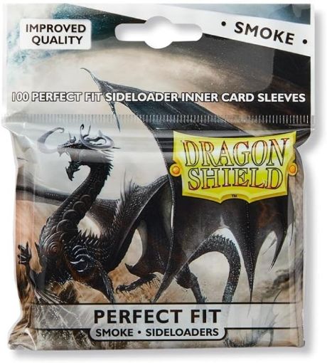 Imagen de Protectores De Tarjeta - Sleeves Standard Perfect Fit Sideloader 2-1/2"x3-1/2" Smoke 100ct. Dragon Shield