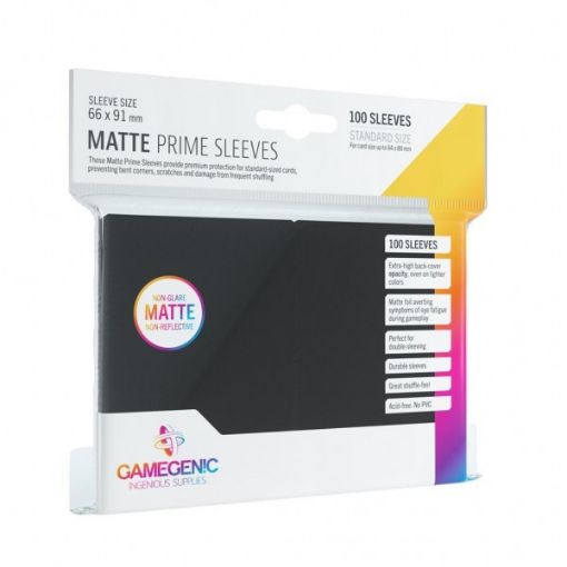 Imagen de Protectores De Tarjeta - Matte Standard Card Game Sleeves 66mmx91mm Black 100ct. Gamegenic