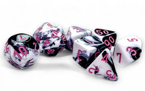 Imagen de Dados Poliedricos Gemini Black-white/pink 7-die Set 26469