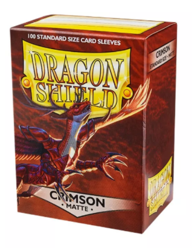 Imagen de Protectores De Tarjeta - Sleeves Standard Matte 2-1/2"x3-1/2" Crimson 100ct. Dragon Shield