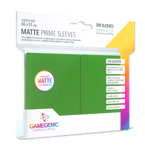 Imagen de Protectores De Tarjeta - Matte Standard Card Game Sleeves 66mmx91mm Green 100ct. Gamegenic
